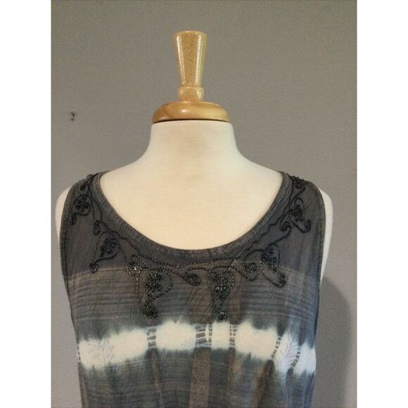 Zuriet Beaded Grey & White Tunic/Cover Up/Mini Dress Free Size - Picture 3 of 16